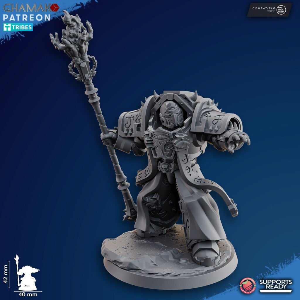 Dark Space Knights Dark Warlock, proxy miniature, 28mm heroic scale unpainted resin, view 2