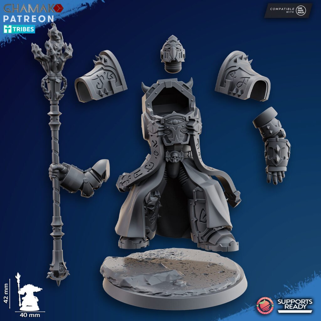 Dark Space Knights Dark Warlock, proxy miniature, 28mm heroic scale unpainted resin, view 3