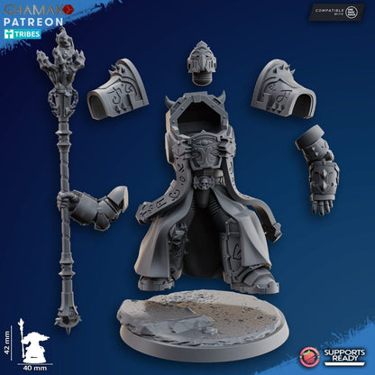 Dark Space Knights Dark Warlock, proxy miniature, 28mm heroic scale unpainted resin, view 3