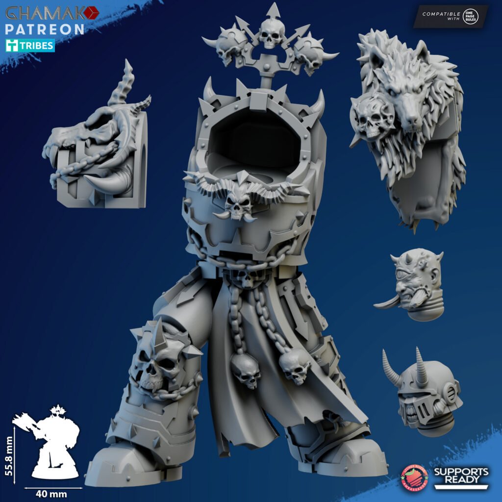 Dark Space Knights Exterminator V4, proxy miniature, 28mm heroic scale unpainted resin, view 4