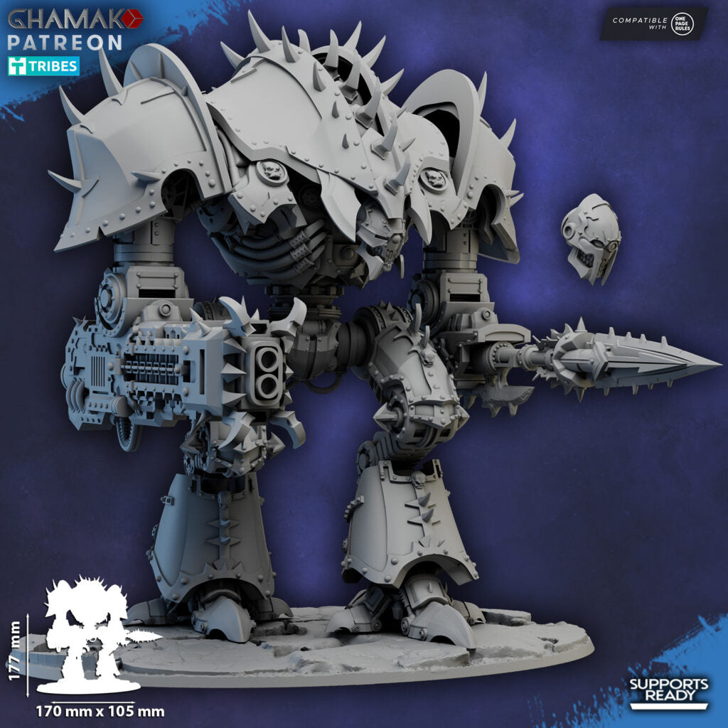 Dark Space Knights Hellspire Titan, proxy miniature, walker, 28mm heroic scale unpainted resin, view 2