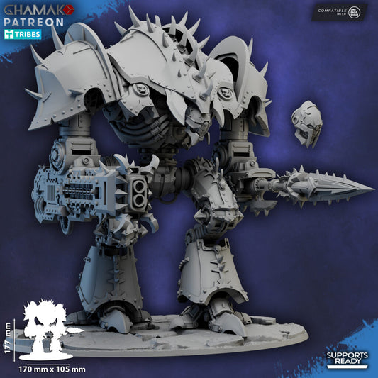 Dark Space Knights Hellspire Titan, proxy miniature, walker, 28mm heroic scale unpainted resin, view 2