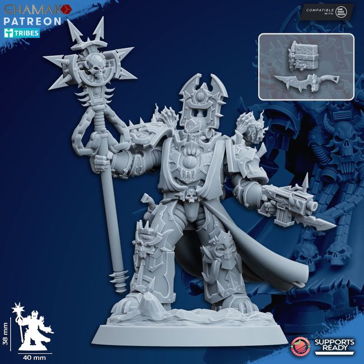 Dark Space Knights Sorcerer, proxy miniature, 28mm heroic scale unpainted resin, view 2