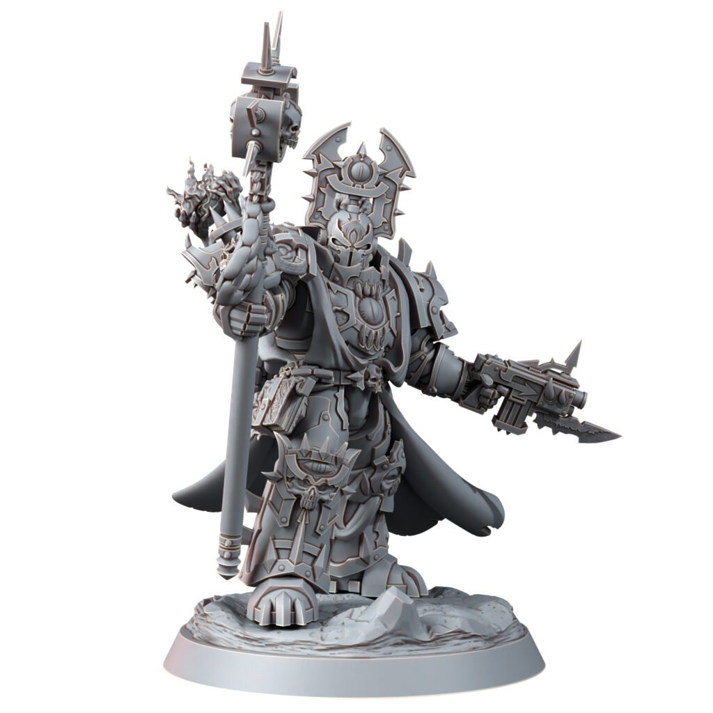 Dark Space Knights Sorcerer, proxy miniature, 28mm heroic scale unpainted resin, view 3