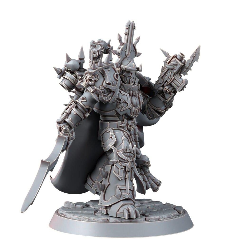 Dark Space Knights Sorcerer With Sword, proxy miniature, weapons, 28mm heroic scale unpainted resin, view 2