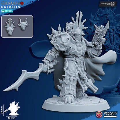 Dark Space Knights Sorcerer With Sword, proxy miniature, weapons, 28mm heroic scale unpainted resin, view 3