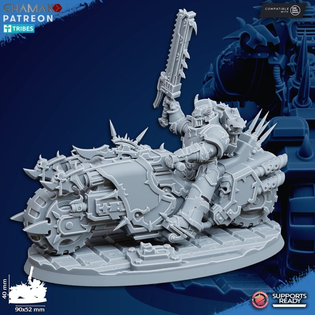 Dark Space Knights Traitor Bike On Wheels V1, proxy miniature, vehicle, 28mm heroic scale unpainted resin, view 2