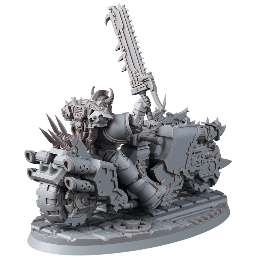 Dark Space Knights Traitor Bike On Wheels V1, proxy miniature, vehicle, 28mm heroic scale unpainted resin, view 3