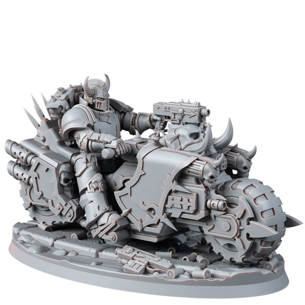 Dark Space Knights Traitor Bike On Wheels V2, proxy miniature, vehicle, 28mm heroic scale unpainted resin