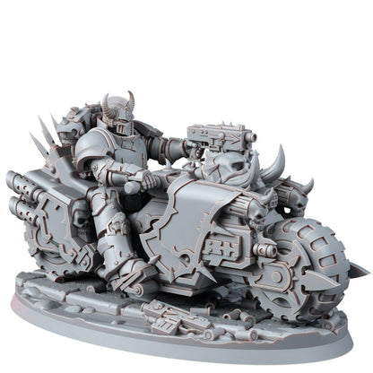 Dark Space Knights Traitor Bike On Wheels V2, proxy miniature, vehicle, 28mm heroic scale unpainted resin