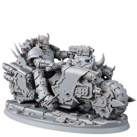 Dark Space Knights Traitor Bike On Wheels V2, proxy miniature, vehicle, 28mm heroic scale unpainted resin