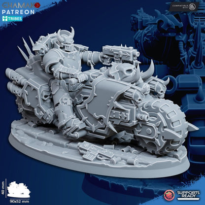 Dark Space Knights Traitor Bike On Wheels V2, proxy miniature, vehicle, 28mm heroic scale unpainted resin, view 2