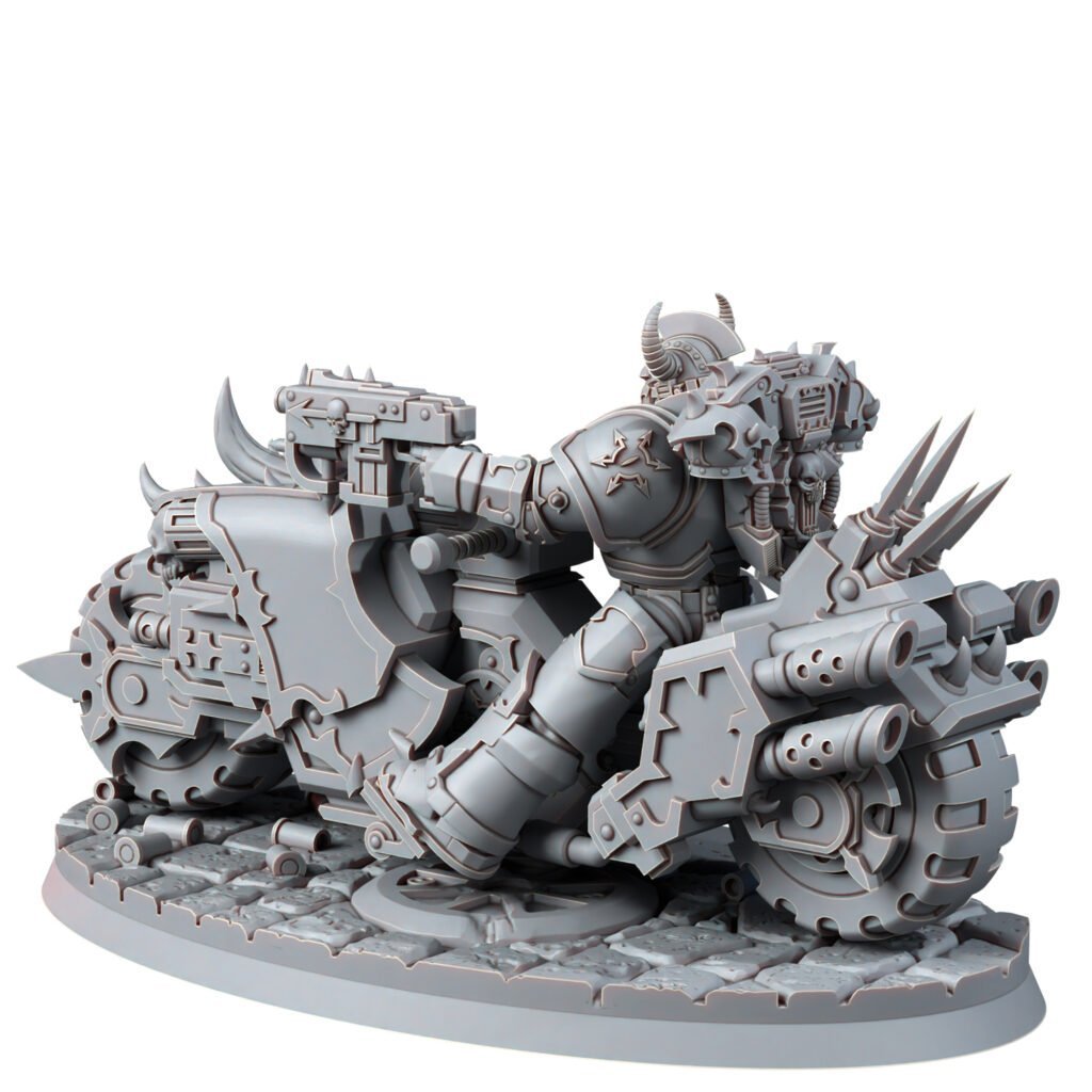 Dark Space Knights Traitor Bike On Wheels V2, proxy miniature, vehicle, 28mm heroic scale unpainted resin, view 3