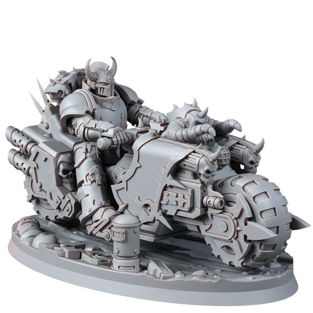 Dark Space Knights Traitor Bike On Wheels V3, proxy miniature, vehicle, 28mm heroic scale unpainted resin