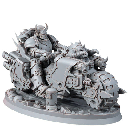 Dark Space Knights Traitor Bike On Wheels V3, proxy miniature, vehicle, 28mm heroic scale unpainted resin