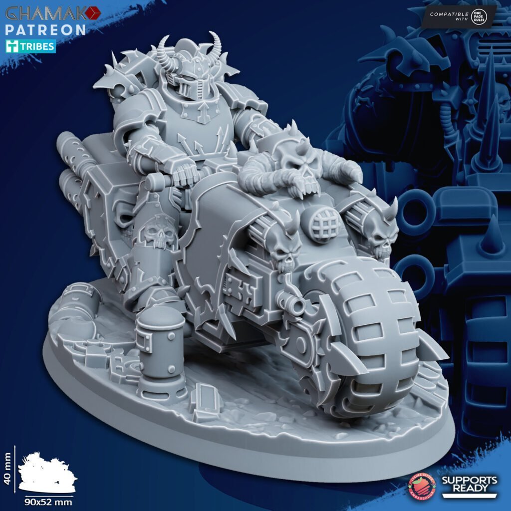 Dark Space Knights Traitor Bike On Wheels V3, proxy miniature, vehicle, 28mm heroic scale unpainted resin, view 2