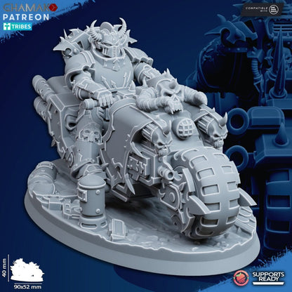 Dark Space Knights Traitor Bike On Wheels V3, proxy miniature, vehicle, 28mm heroic scale unpainted resin, view 2