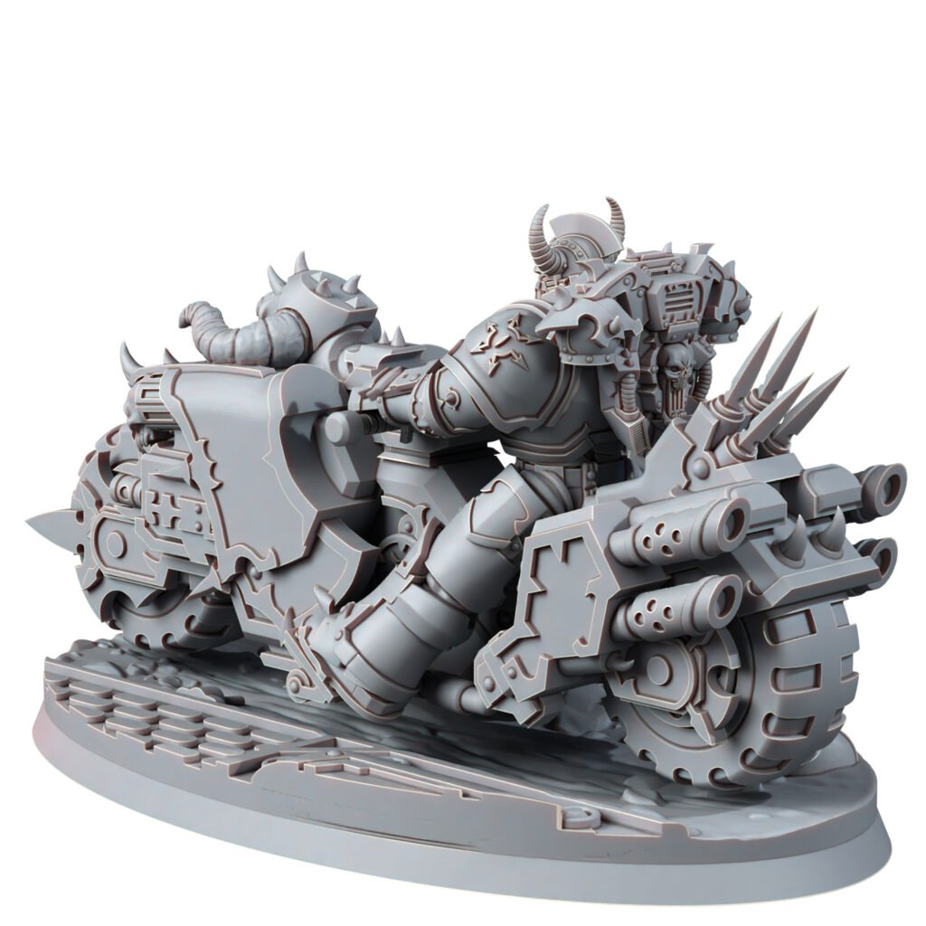 Dark Space Knights Traitor Bike On Wheels V3, proxy miniature, vehicle, 28mm heroic scale unpainted resin, view 3