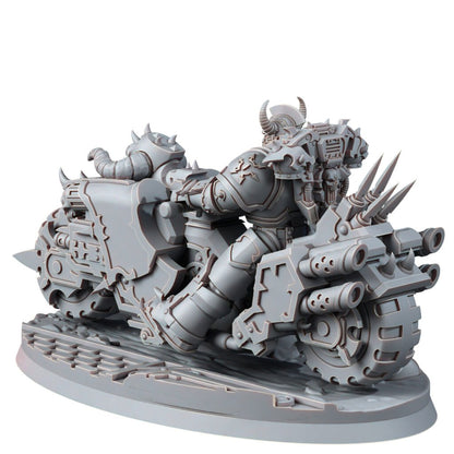 Dark Space Knights Traitor Bike On Wheels V3, proxy miniature, vehicle, 28mm heroic scale unpainted resin, view 3