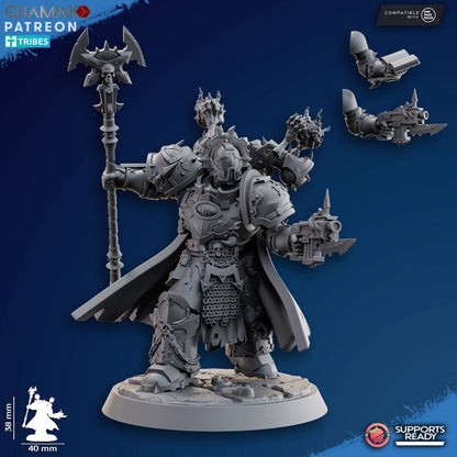 Dark Space Knights Warlock, proxy miniature, 28mm heroic scale unpainted resin, view 2