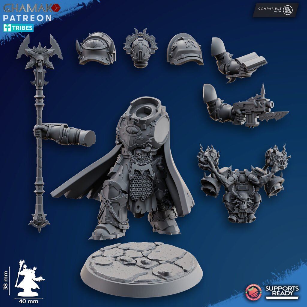 Dark Space Knights Warlock, proxy miniature, 28mm heroic scale unpainted resin, view 3