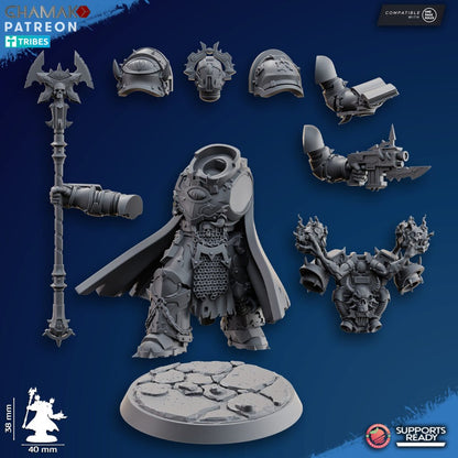 Dark Space Knights Warlock, proxy miniature, 28mm heroic scale unpainted resin, view 3