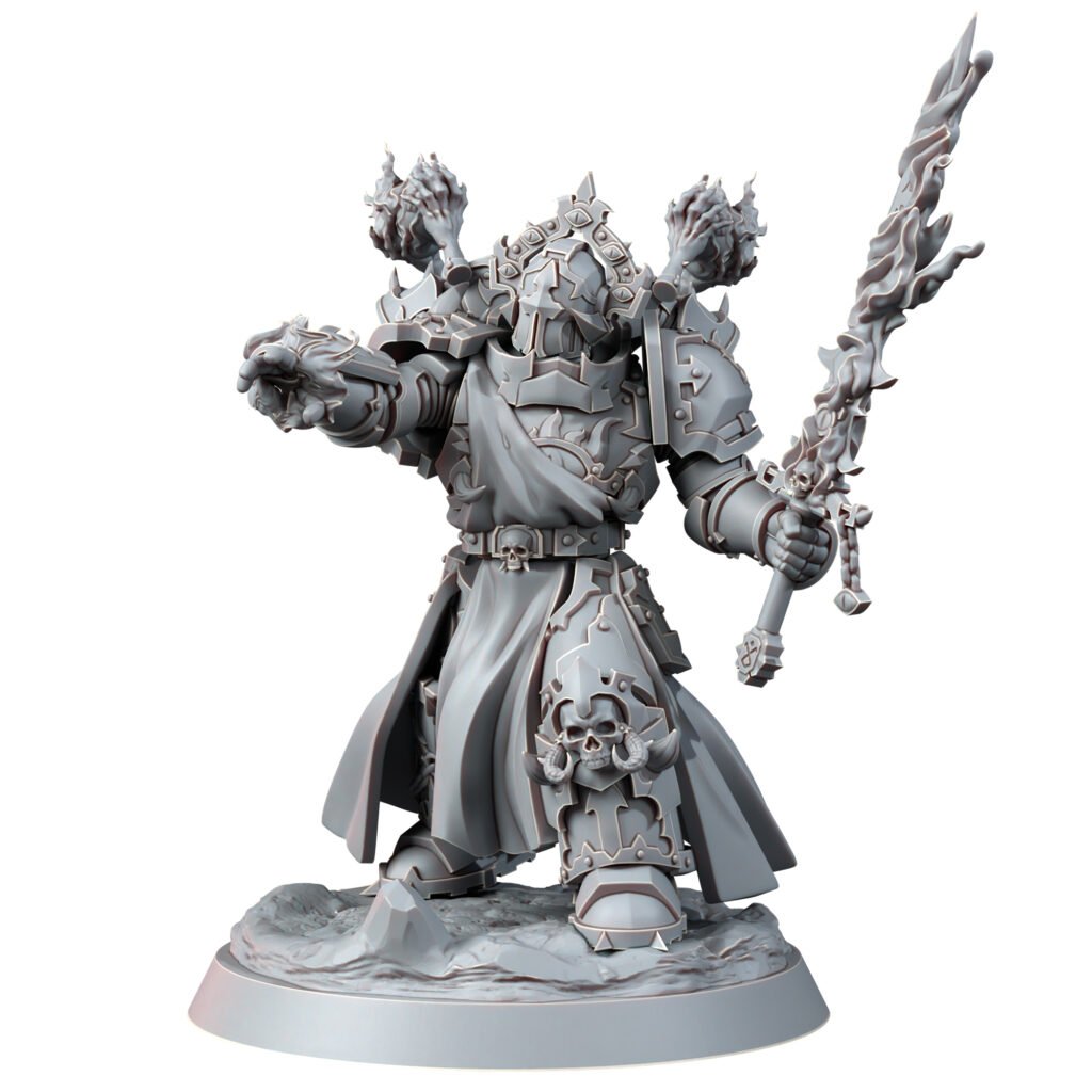 Dark Space Knights Warlock V2, proxy miniature, 28mm heroic scale unpainted resin, view 2