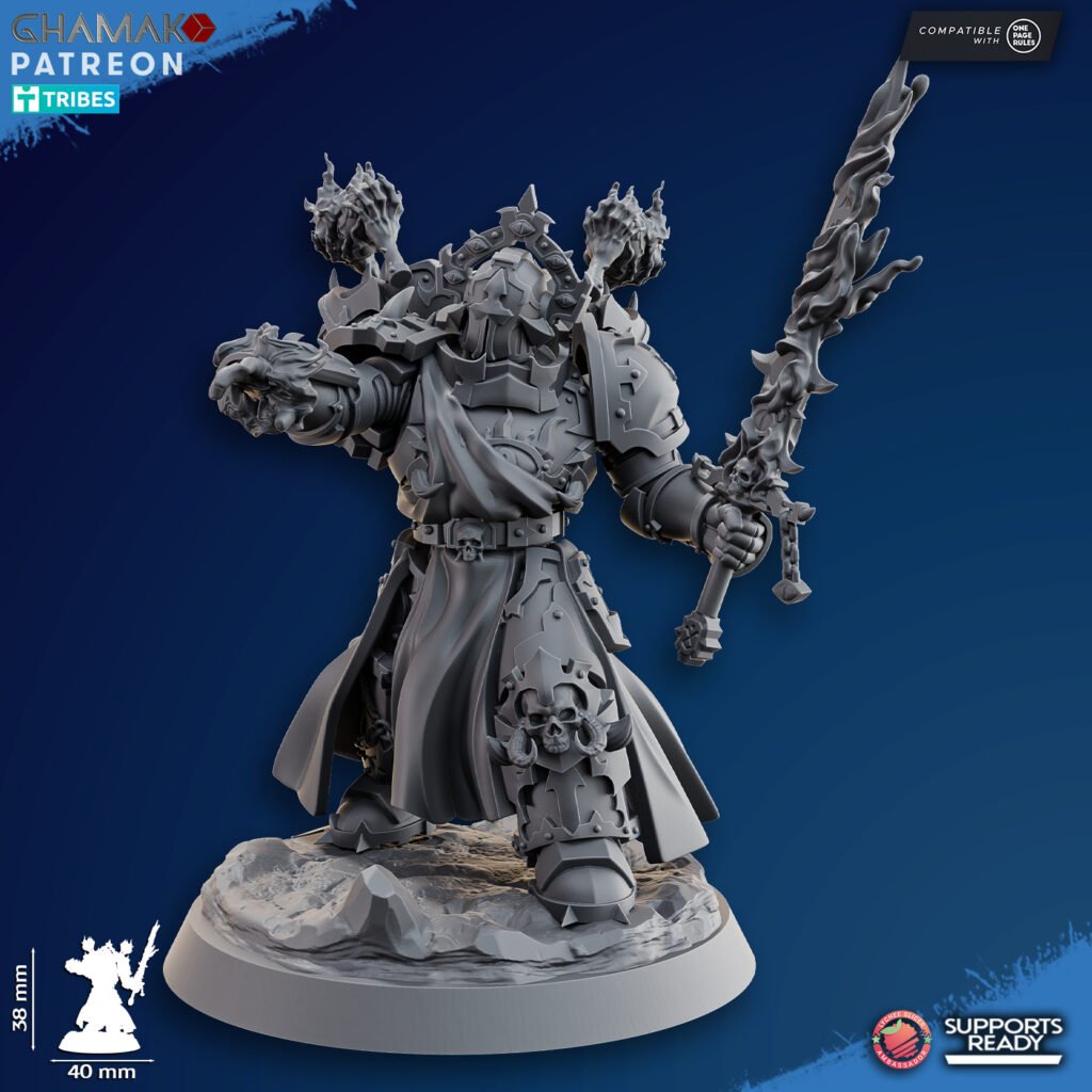 Dark Space Knights Warlock V2, proxy miniature, 28mm heroic scale unpainted resin, view 3