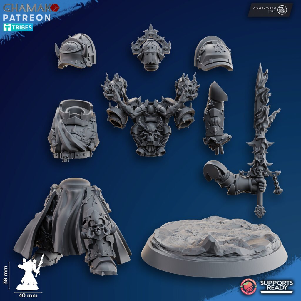 Dark Space Knights Warlock V2, proxy miniature, 28mm heroic scale unpainted resin, view 4