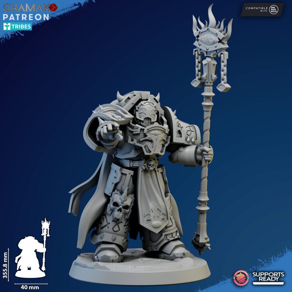 Dark Space Knights Warlock V3, proxy miniature, 28mm heroic scale unpainted resin, view 2