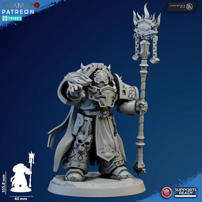 Dark Space Knights Warlock V3, proxy miniature, 28mm heroic scale unpainted resin, view 2