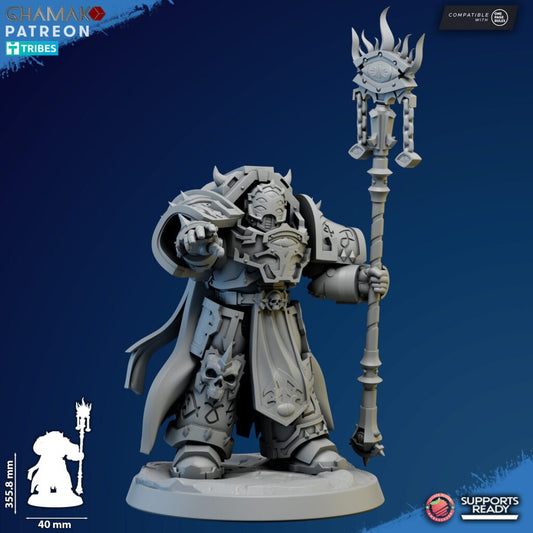 Dark Space Knights Warlock V3, proxy miniature, 28mm heroic scale unpainted resin, view 2