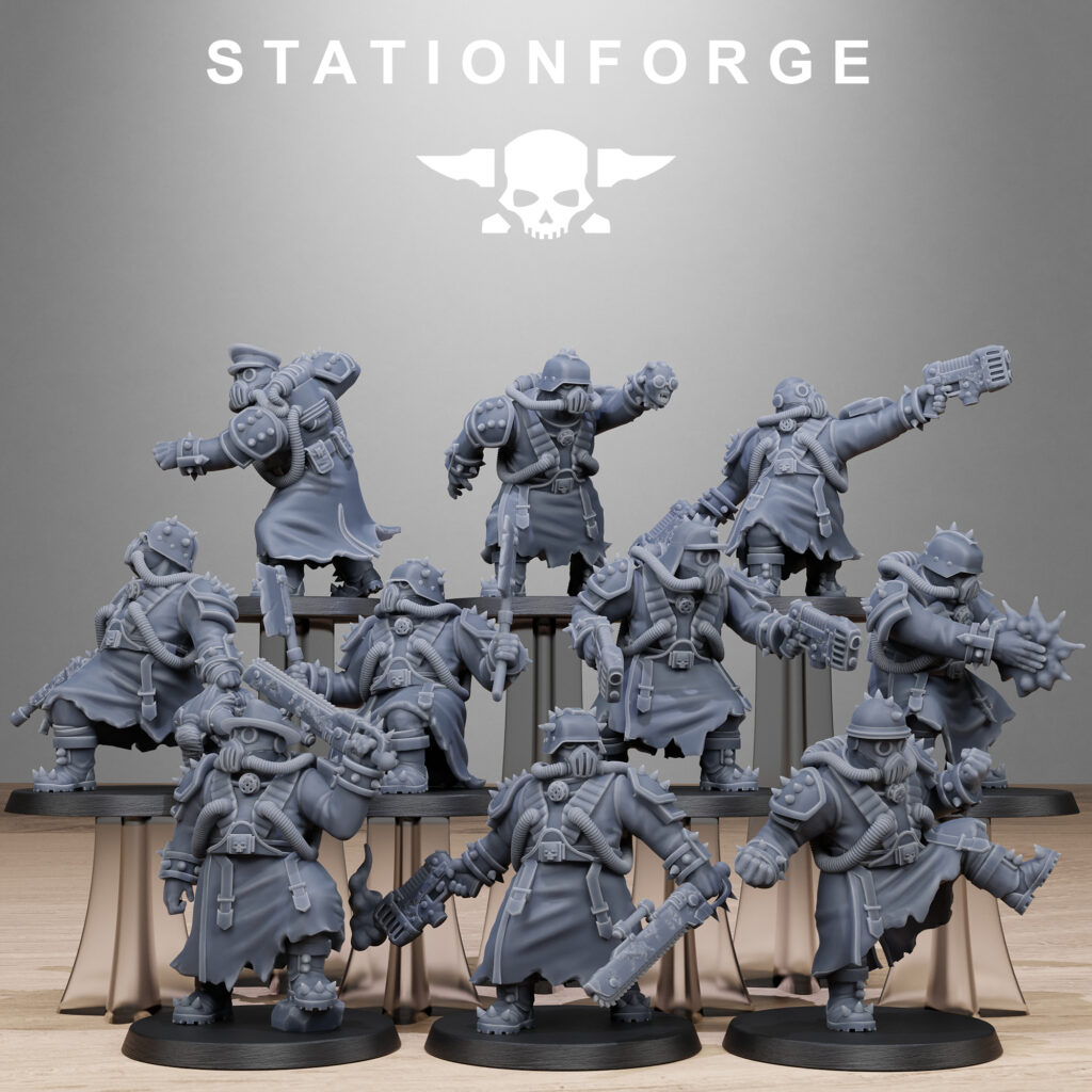 Dark Space Knights Guard Filthcrew Mutants, proxy miniature, infantry, 28mm heroic scale unpainted resin