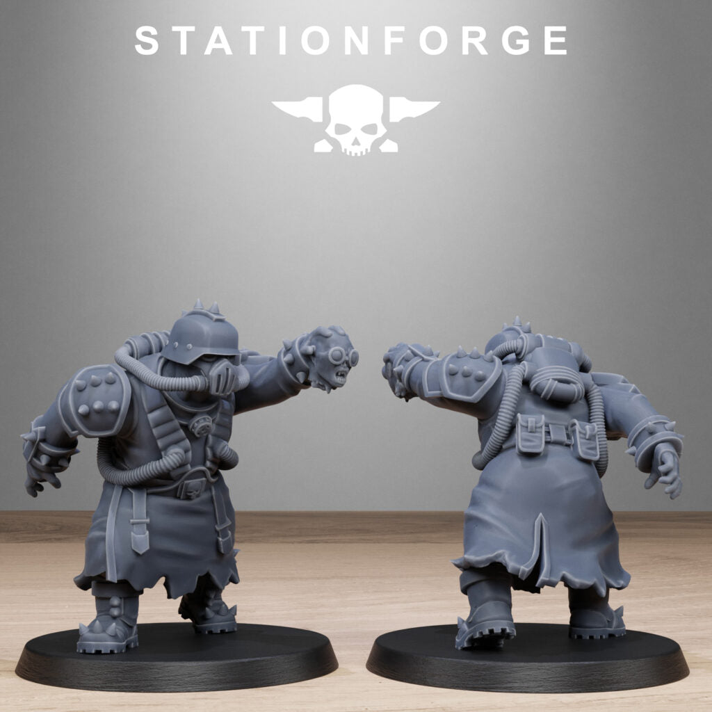 Dark Space Knights Guard Filthcrew Mutants, proxy miniature, infantry, 28mm heroic scale unpainted resin, view 4