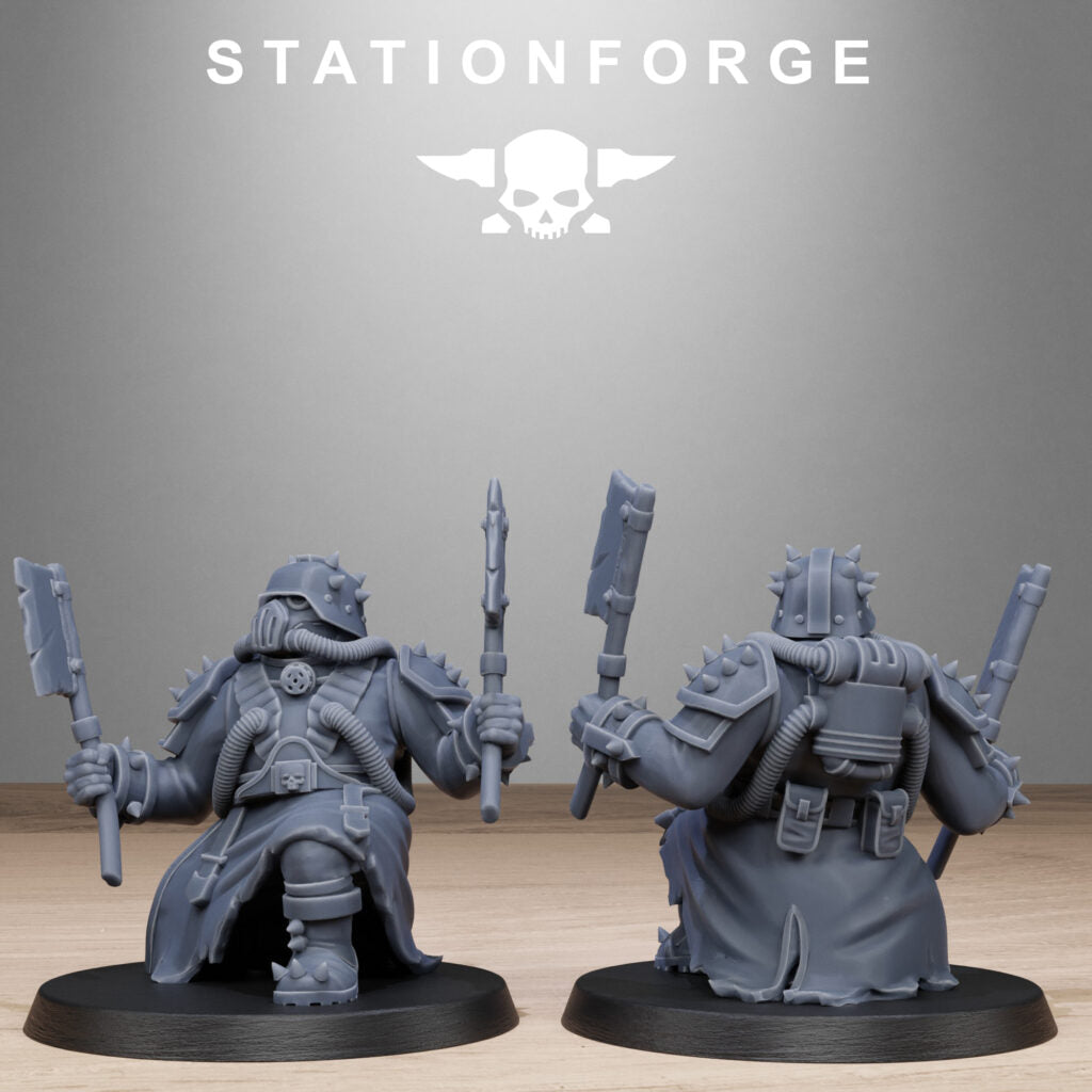 Dark Space Knights Guard Filthcrew Mutants, proxy miniature, infantry, 28mm heroic scale unpainted resin, view 6