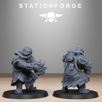 Dark Space Knights Guard Filthcrew Mutants, proxy miniature, infantry, 28mm heroic scale unpainted resin, view 8