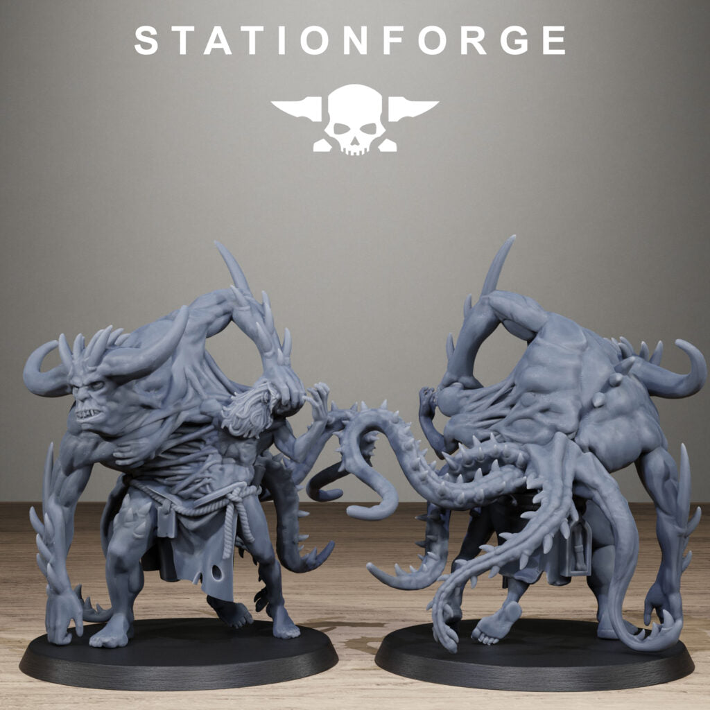 Dark Space Knights Guard Possessed Demon, proxy miniature, infantry, 28mm heroic scale unpainted resin, view 2