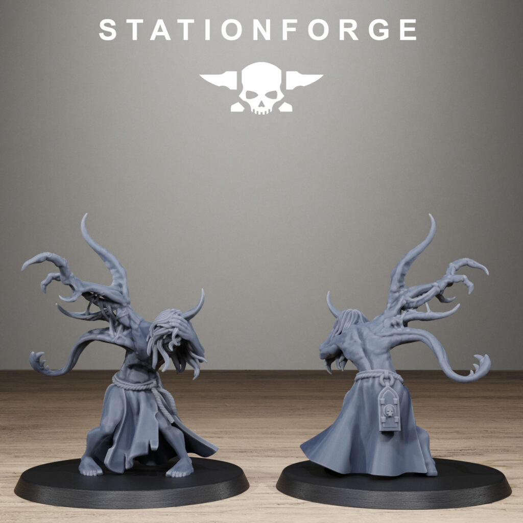 Dark Space Knights Guard Possessed Demon, proxy miniature, infantry, 28mm heroic scale unpainted resin, view 7