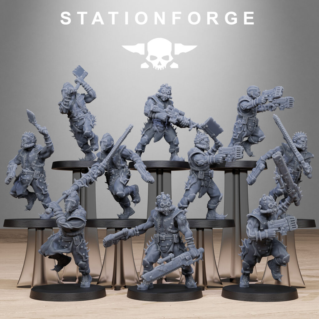 Dark Space Knights Guard Spikers, proxy miniature, infantry, 28mm heroic scale unpainted resin