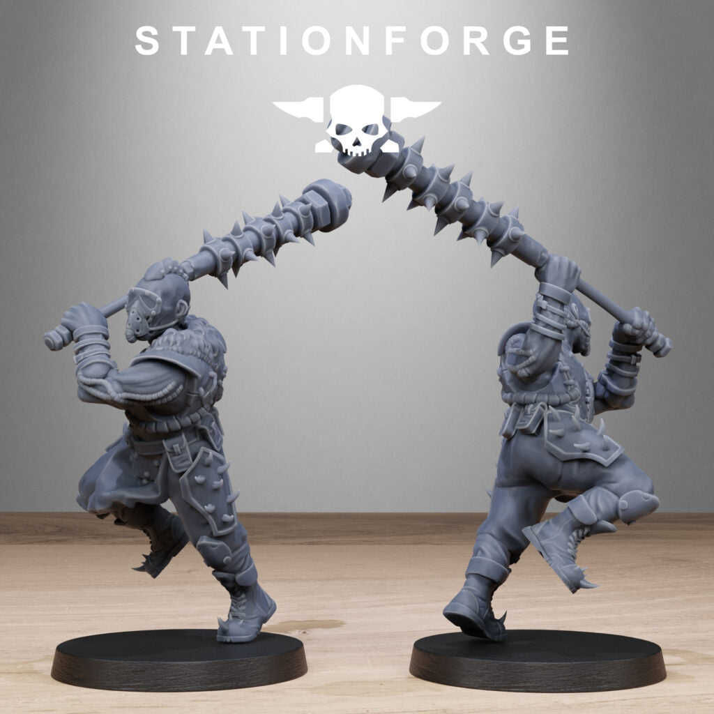 Dark Space Knights Guard Spikers, proxy miniature, infantry, 28mm heroic scale unpainted resin, view 9