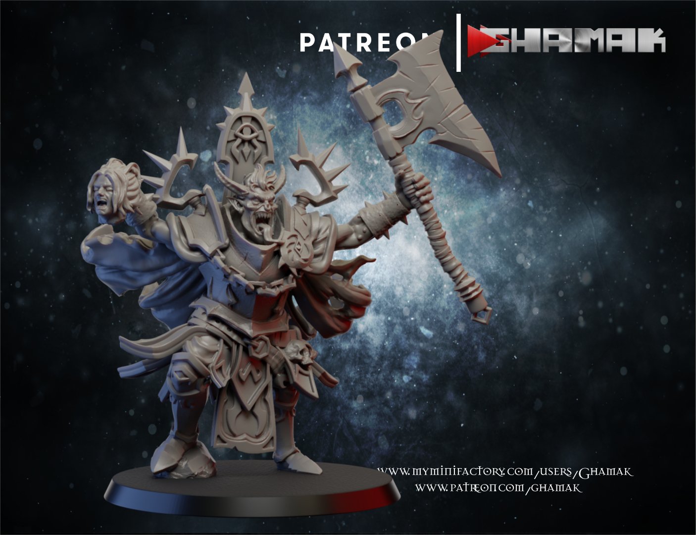 Hellspawn Altar Priest, proxy miniature, character, 28mm heroic scale unpainted resin, view 2
