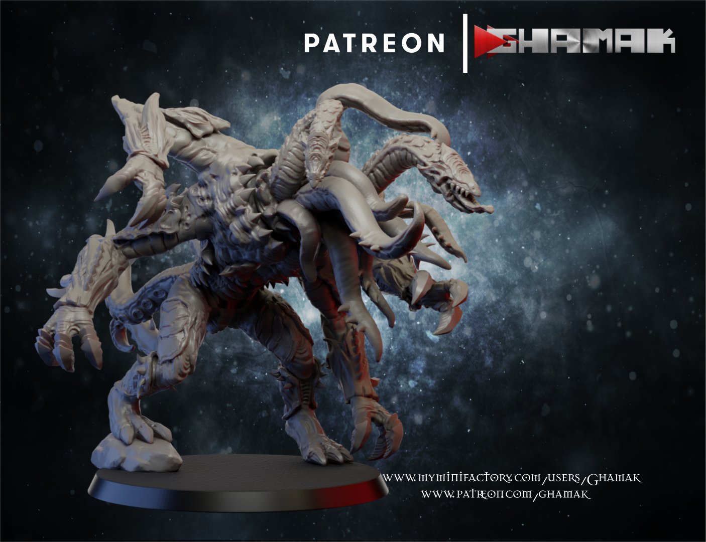 Hellspawn Creature V3, proxy miniature, monster, 28mm heroic scale unpainted resin, view 2