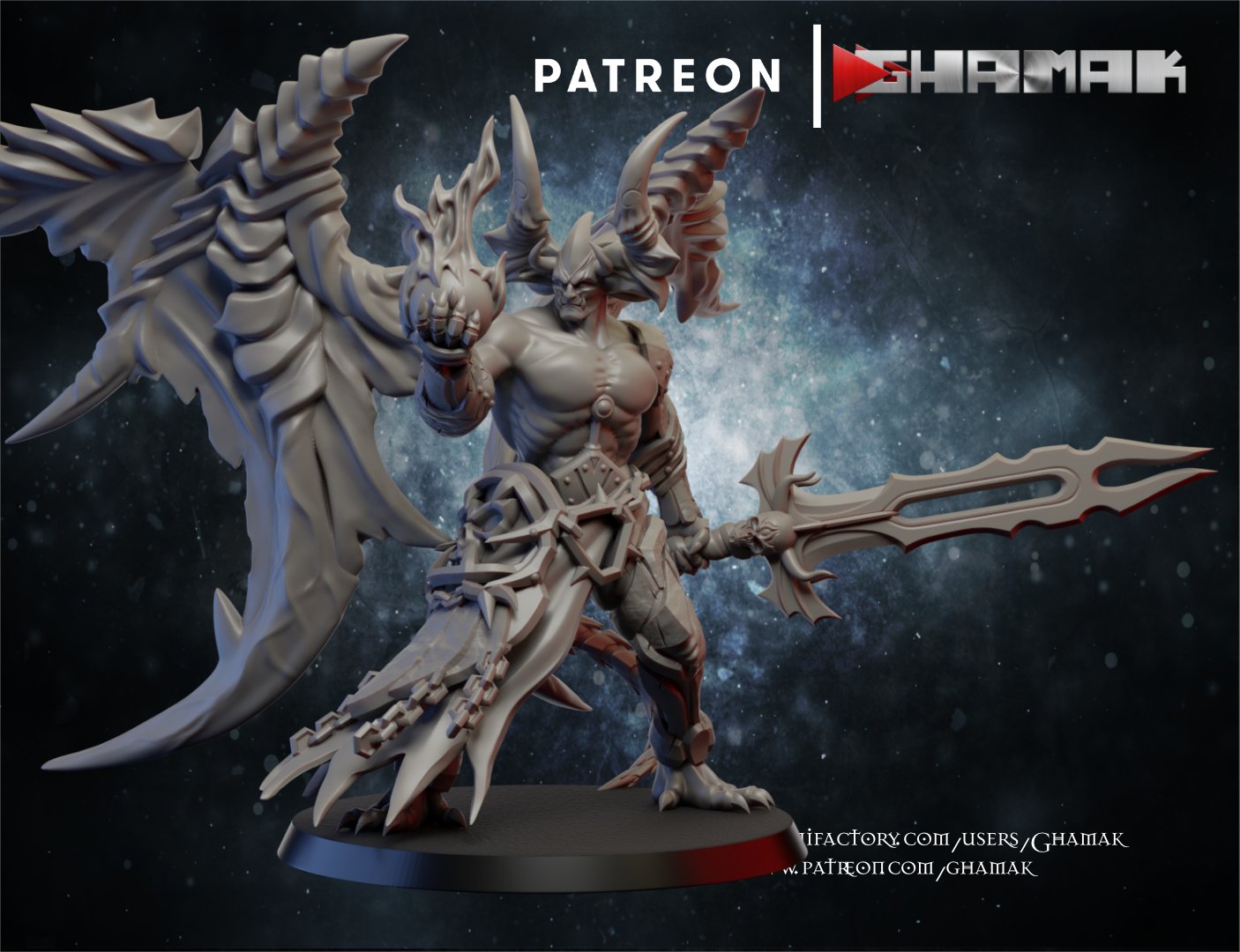 Hellspawn Demon Lord, proxy miniature, character, 28mm heroic scale unpainted resin, view 2
