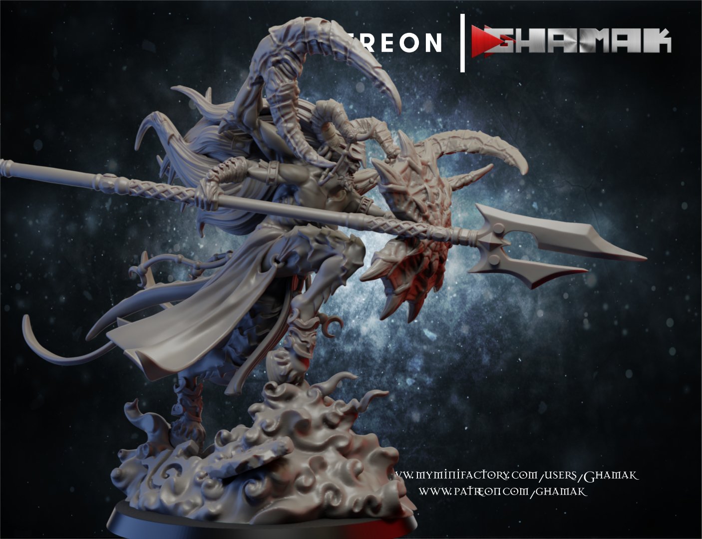 Hellspawn Lord Dagramod, proxy miniature, character, 28mm heroic scale unpainted resin, view 2