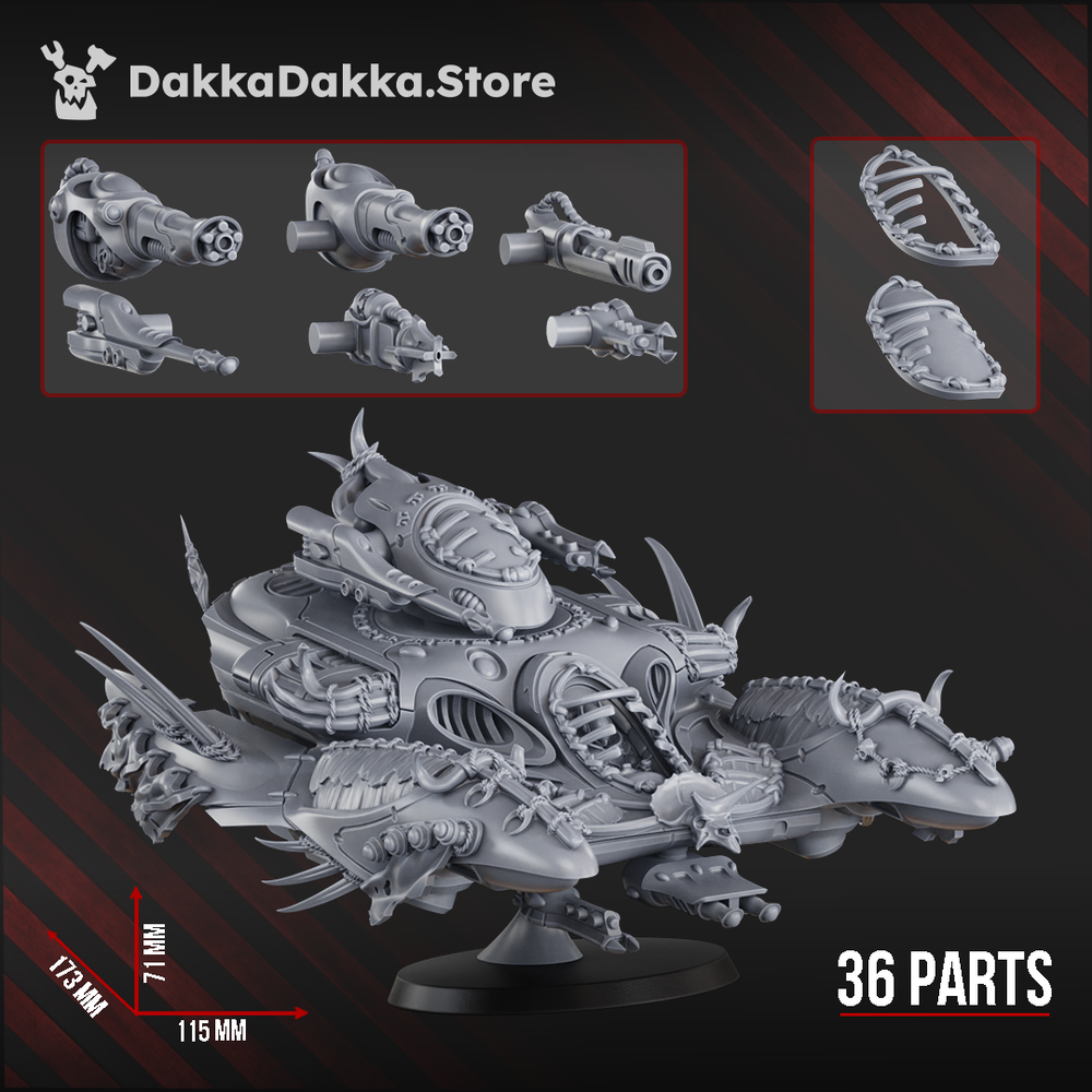 Eldar Battle Tank, proxy miniature, 28mm heroic scale unpainted resin, view 6