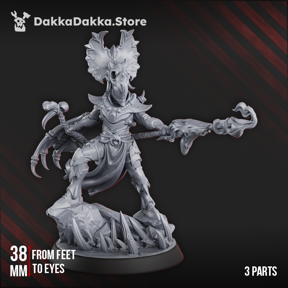 Eldar Caruskaibe The Primalsoul, proxy miniature, character, 28mm heroic scale unpainted resin, view 6