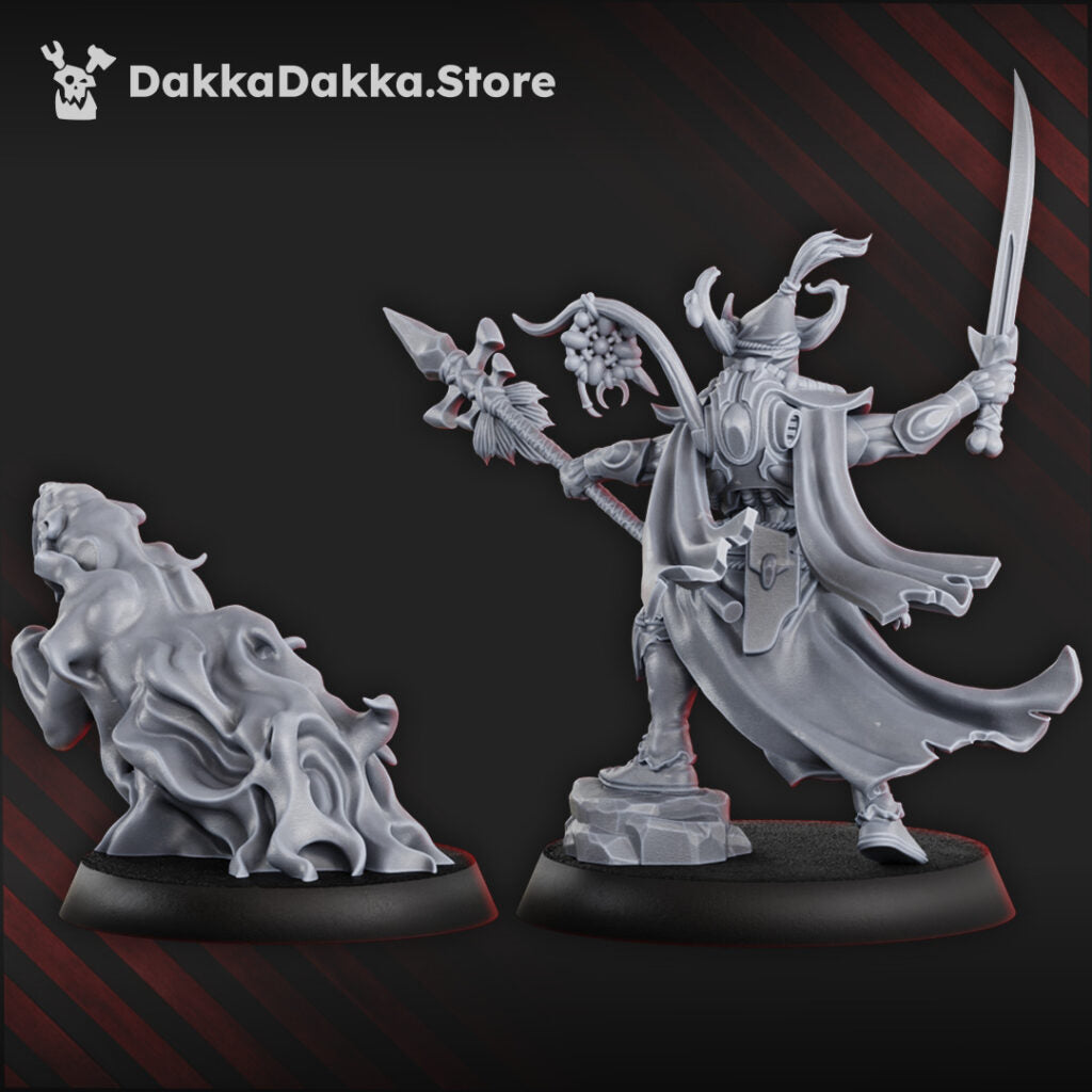 Eldar Commander, proxy miniature, character, 28mm heroic scale unpainted resin, view 3