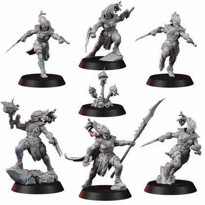 Eldar Coven Of Squallers Squad, proxy miniature, 28mm heroic scale unpainted resin