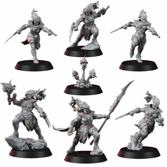Eldar Coven Of Squallers Squad, proxy miniature, 28mm heroic scale unpainted resin