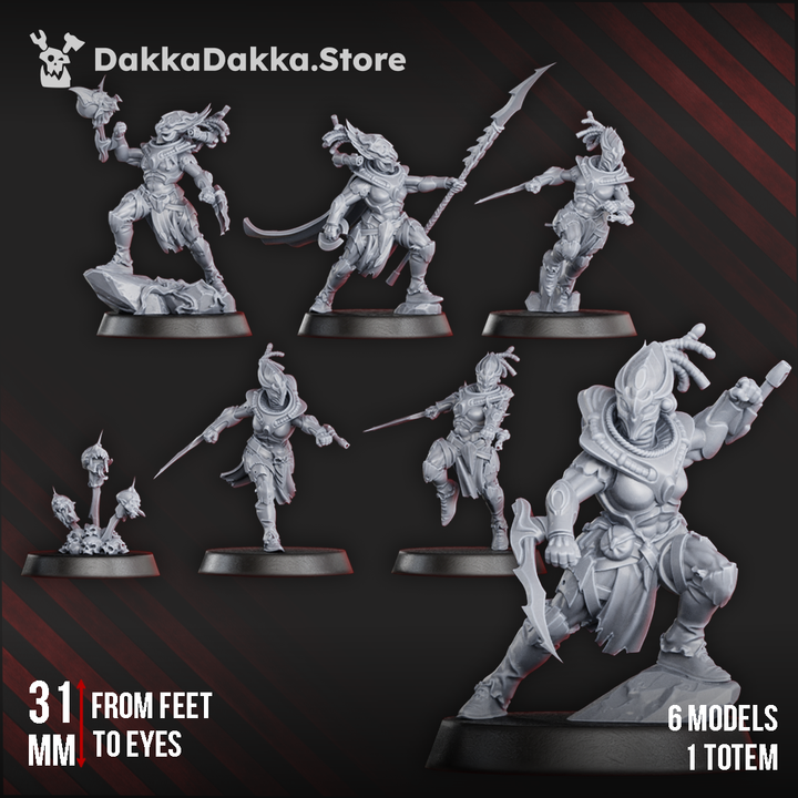 Eldar Coven Of Squallers Squad, proxy miniature, 28mm heroic scale unpainted resin, view 5